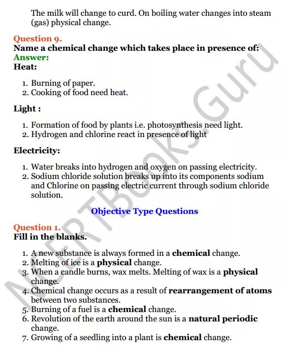 Class 7 Physical And Chemical Changes Worksheet Answers Pdf