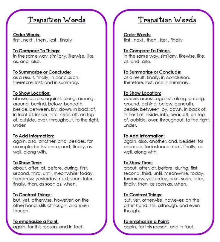 4th Grade Transition Words Worksheet With Answers
