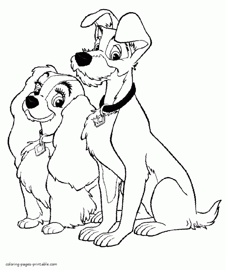 Printable Lady And The Tramp Coloring Pages