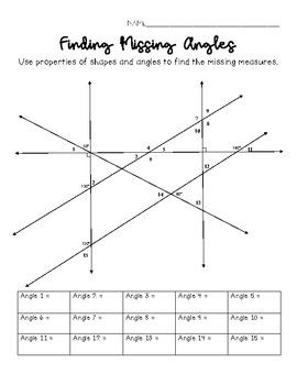 Angle Relationships Worksheet #2 Answers