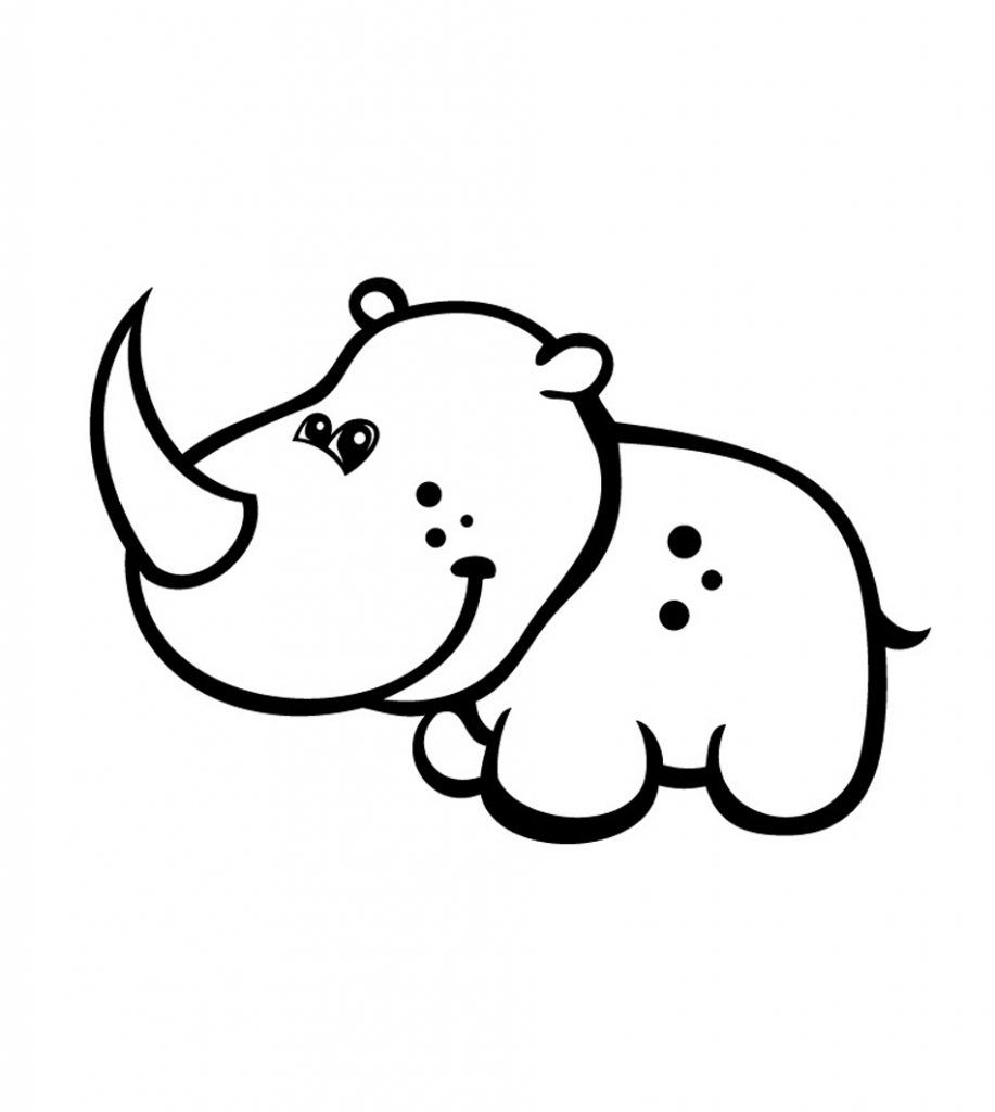 Baby Rhino Coloring Page