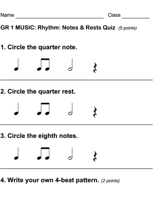 Grade 2 Music Theory Worksheets Pdf