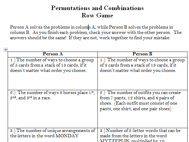 Simple Permutations And Combinations Worksheet Answers