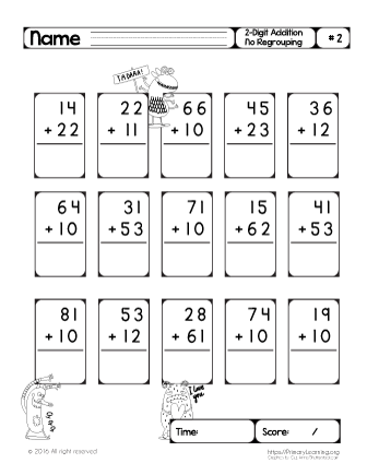 Double Digit Addition Worksheets Without Regrouping