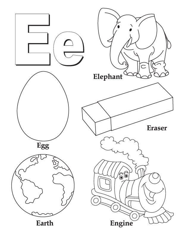 Letter E Coloring Pages For Preschoolers