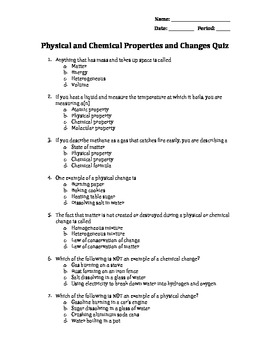 Answer Key Physical And Chemical Changes Worksheet Answers Pdf