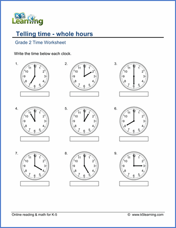 Printable Time Worksheets Grade 2