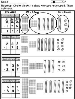 2 Digit Addition With Regrouping Using Base Ten Blocks Worksheets