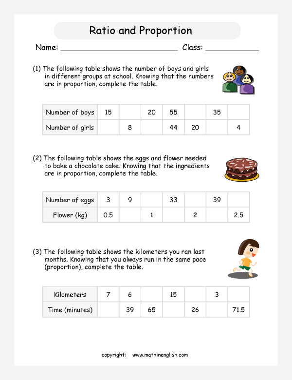 6th Grade Ratio And Proportion Worksheets With Answers For Grade 6