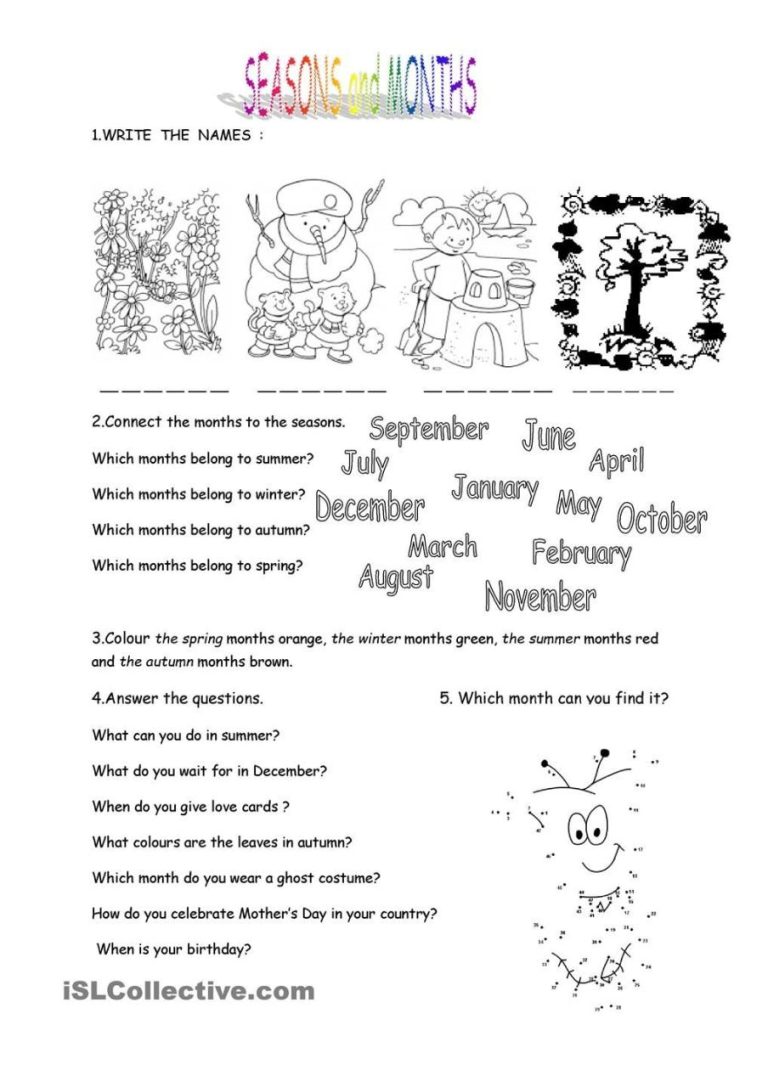 Free Printable Seasons Worksheets For Grade 2