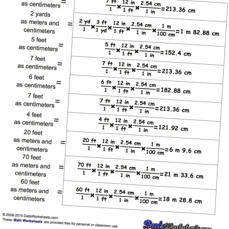 Si Unit Conversion Worksheet Answers