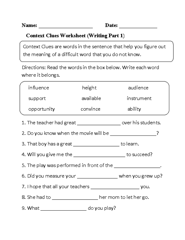 Printable Grade 3 Student Year 3 English Worksheets