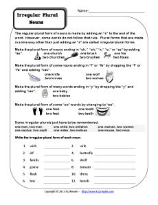 3rd Grade Regular Plural Nouns Worksheet