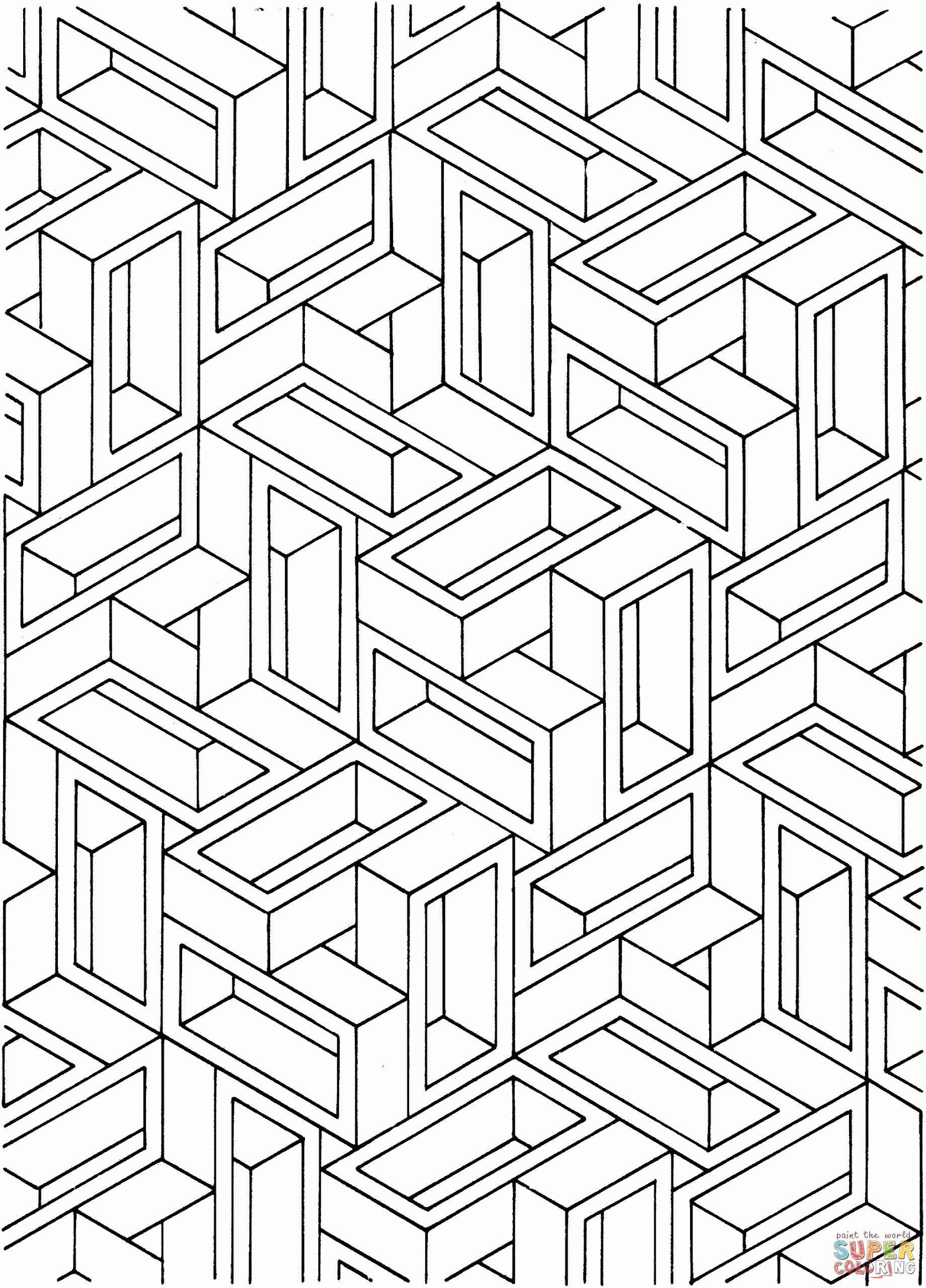 Illusion 3d Coloring Pages