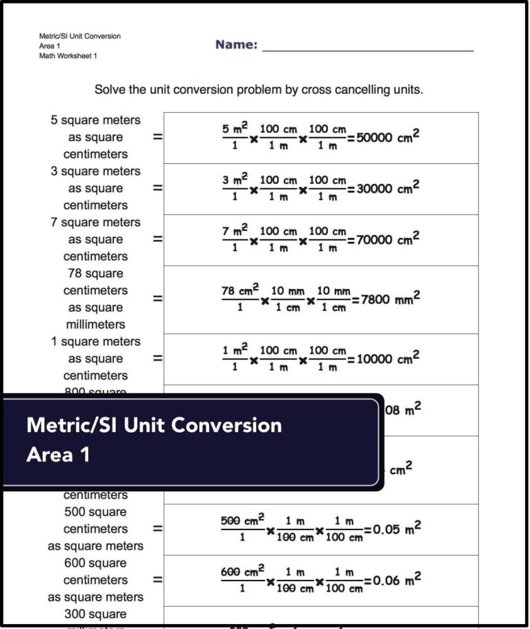 Chemistry Unit Conversion Worksheet Answers