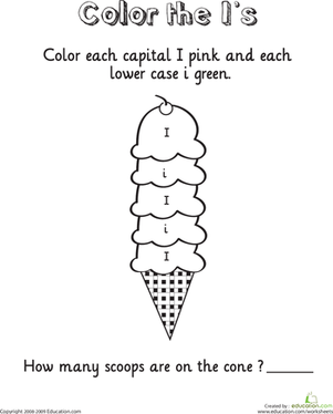 Ice Cream Letter I Worksheets For Preschool