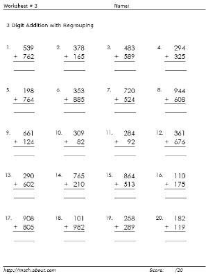 Double Digit Addition Worksheets For Grade 3