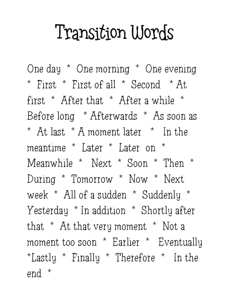 Using Transition Words Worksheet Pdf