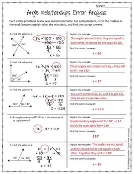 Parallel Angle Relationships Worksheet Answer Key