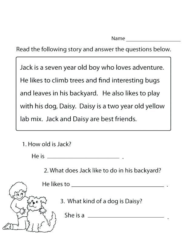 1st Grade Free Printable First Grade Reading Comprehension Worksheets