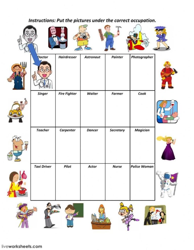 Free Printable Jobs Worksheets For First Grade