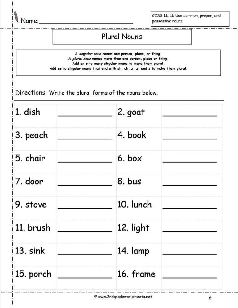 Beginner Singular And Plural Nouns Worksheets Pdf