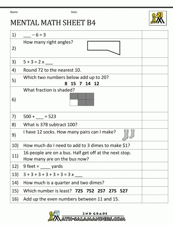 Mental Maths Worksheets For Class 3 Cbse
