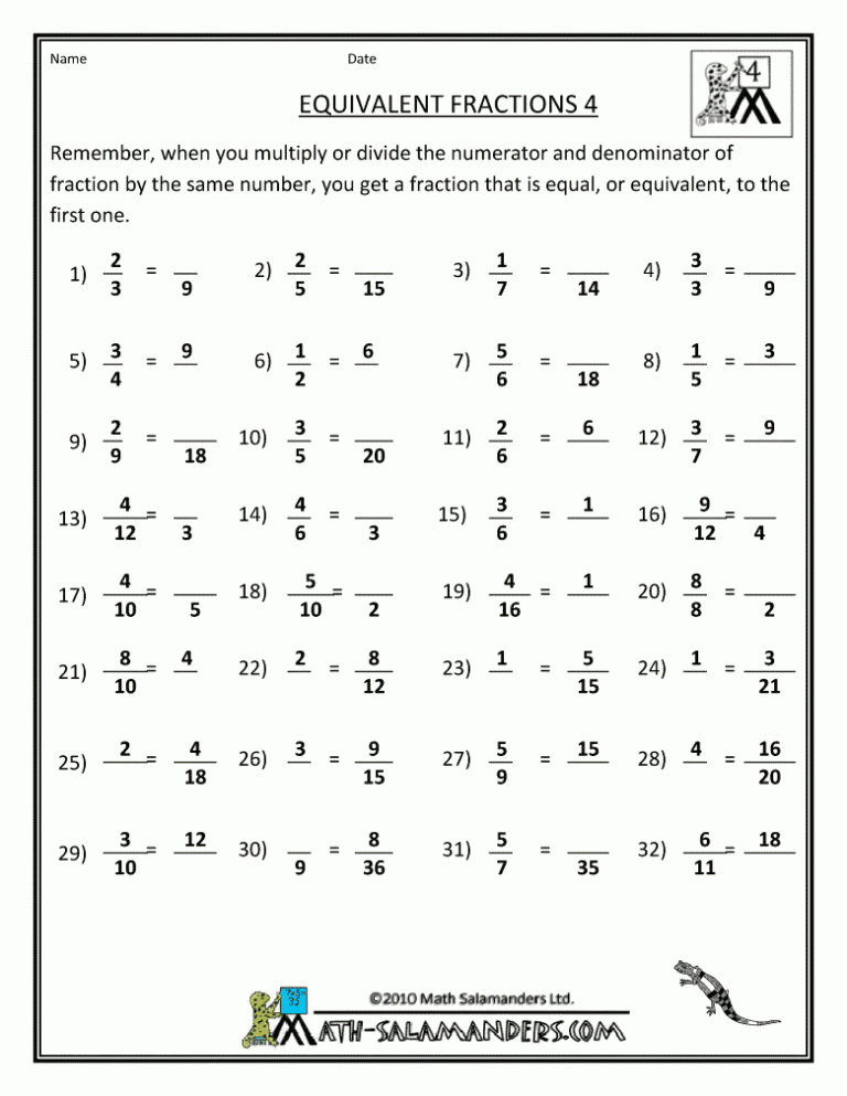 Ordering Fractions Worksheet Pdf With Answers