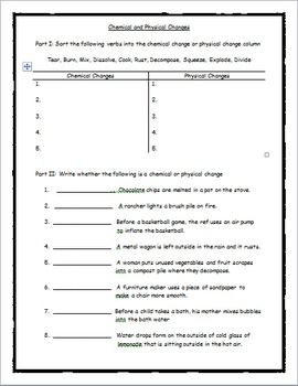 6th Grade Physical And Chemical Changes Worksheet Answers Pdf