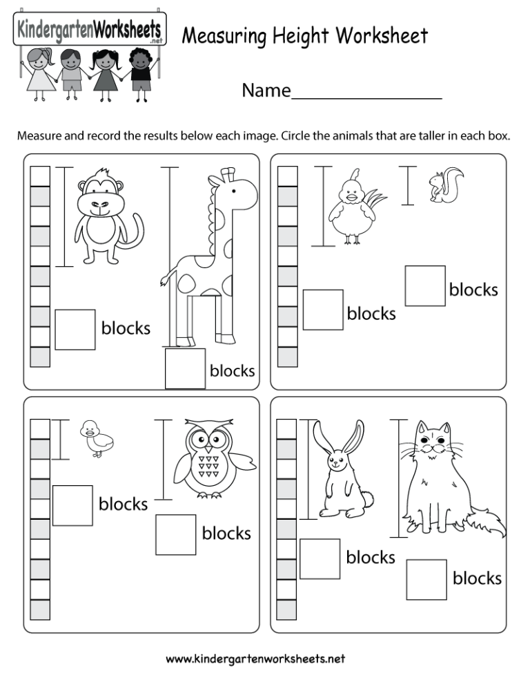 Free Kindergarten Measurement Worksheets