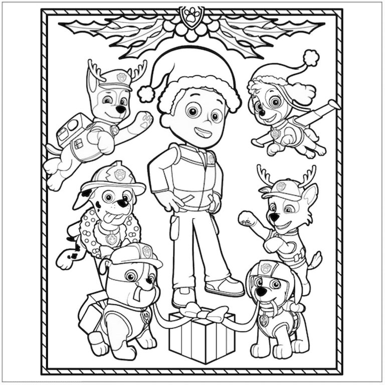 Paw Patrol Christmas Coloring Pages For Kids