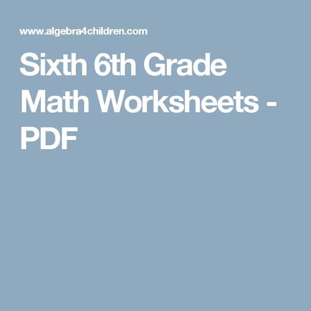 Free Printable 6th Grade Math Worksheets Pdf