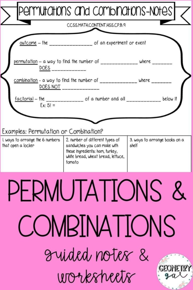 Counting Principle Permutations And Combinations Worksheet Answer