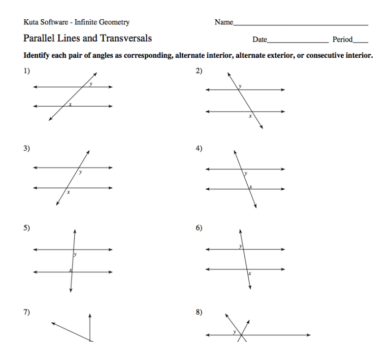 Identifying Angle Relationships Worksheet Answers