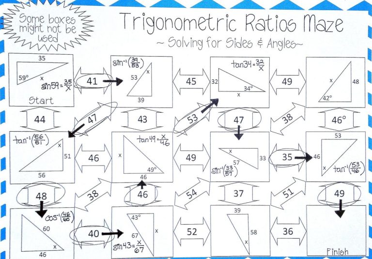 Trigonometric Ratios Practice Worksheet Answers