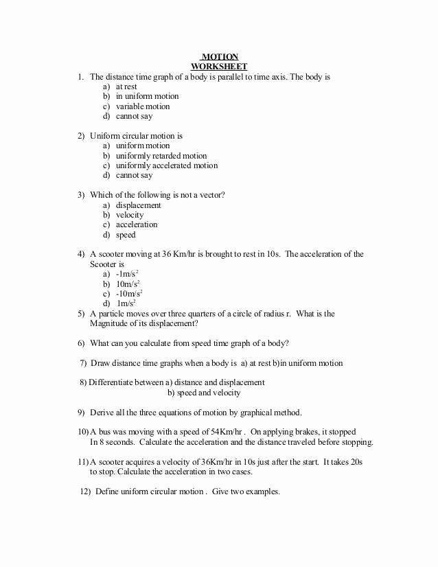 Distance And Displacement Worksheet Pdf With Answers