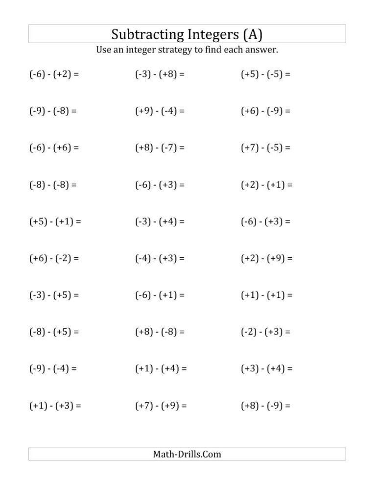 Negative Numbers Ks3 Worksheet With Answers