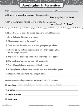 2nd Grade Apostrophe Worksheets With Answer Key