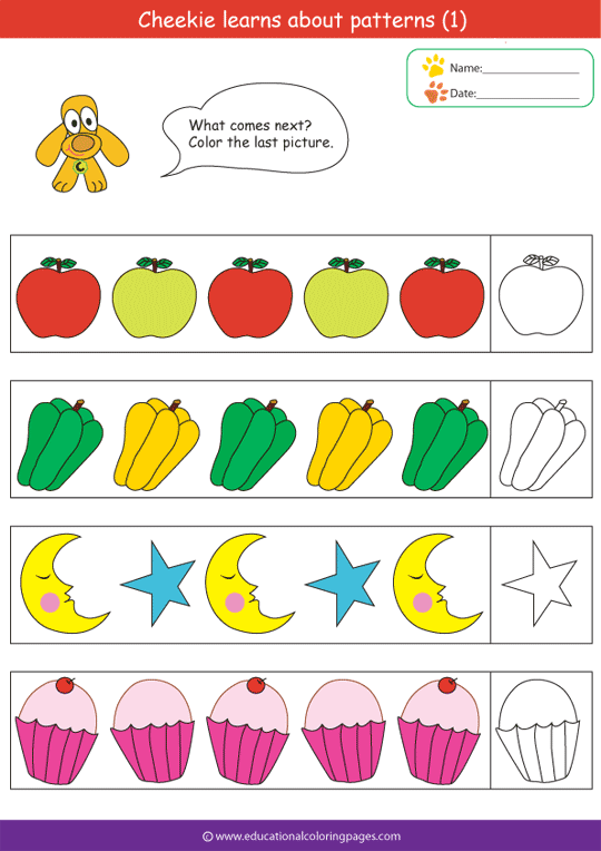 Printable Color Pattern Worksheets For Preschool