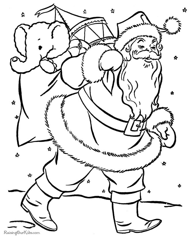 Santa Easy Christmas Coloring Pages