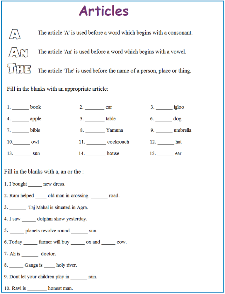 Free Printable English Worksheets For Beginners