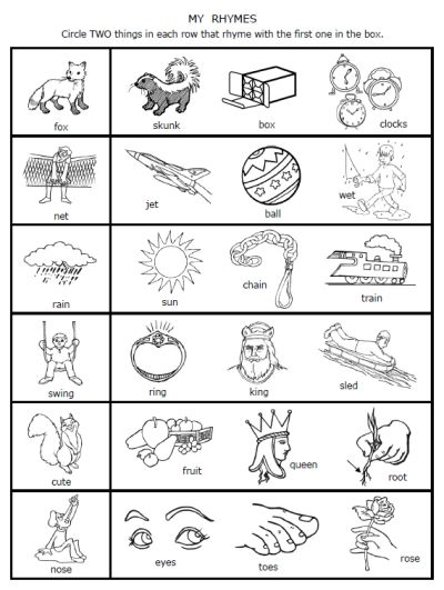 Rhyming Worksheets For Kindergarten Pdf
