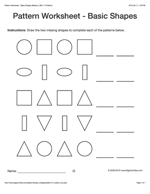 Printable Pattern Worksheets For Kindergarten Pdf