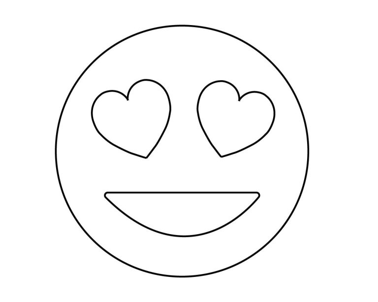 Love Heart Emoji Colouring Pages