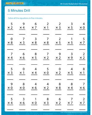 Grade 5 4th Grade Printable Multiplication Worksheets
