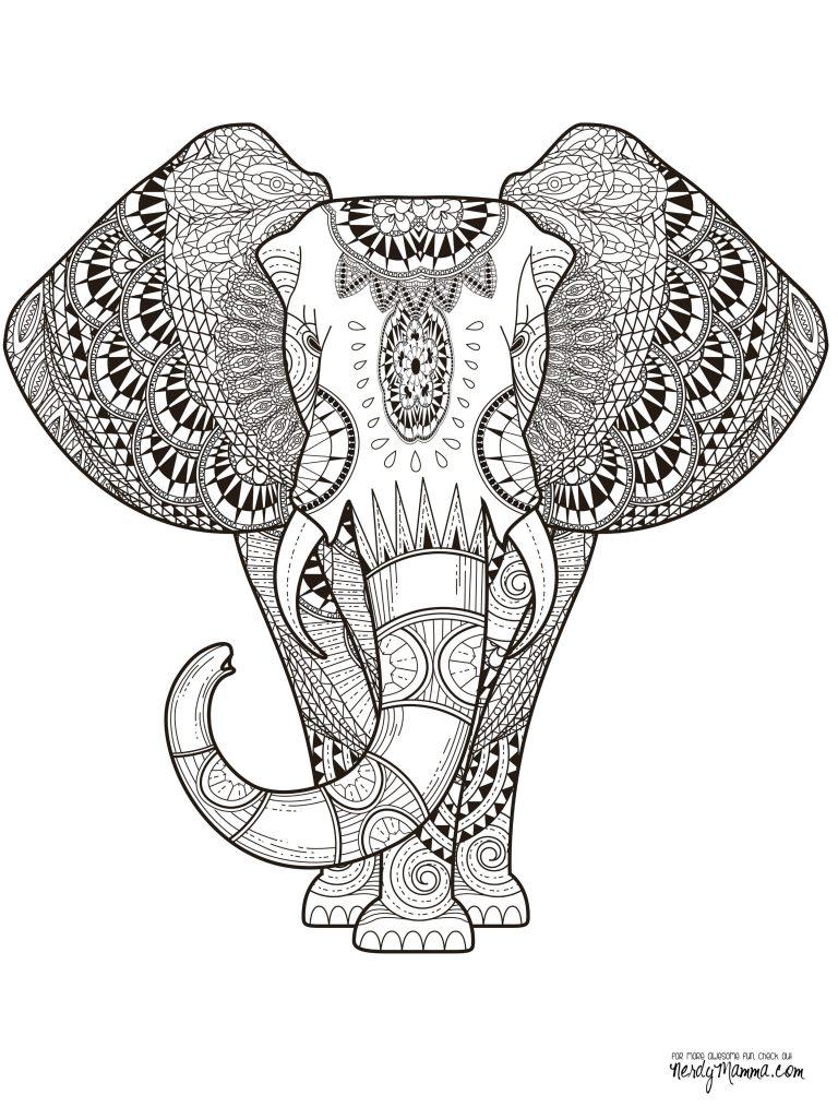 Detailed Elephant Coloring Sheet