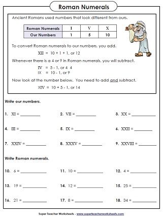 Roman Numerals Worksheet For Grade 3 With Answers