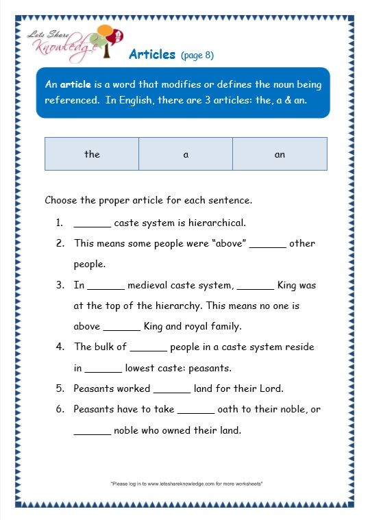 Printable Grade 3 English Worksheets Pdf