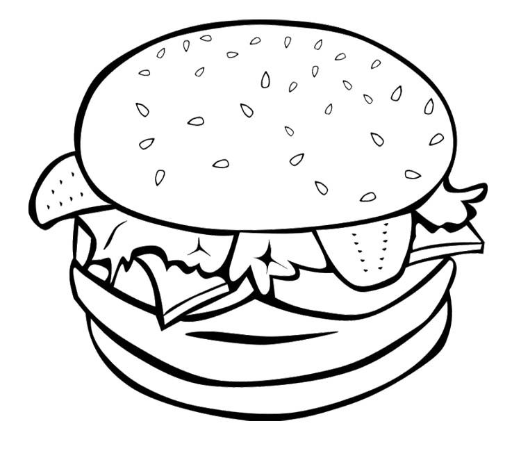 Cartoon Hamburger Coloring Page