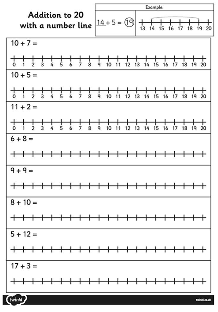 First Grade Free Number Line Worksheets